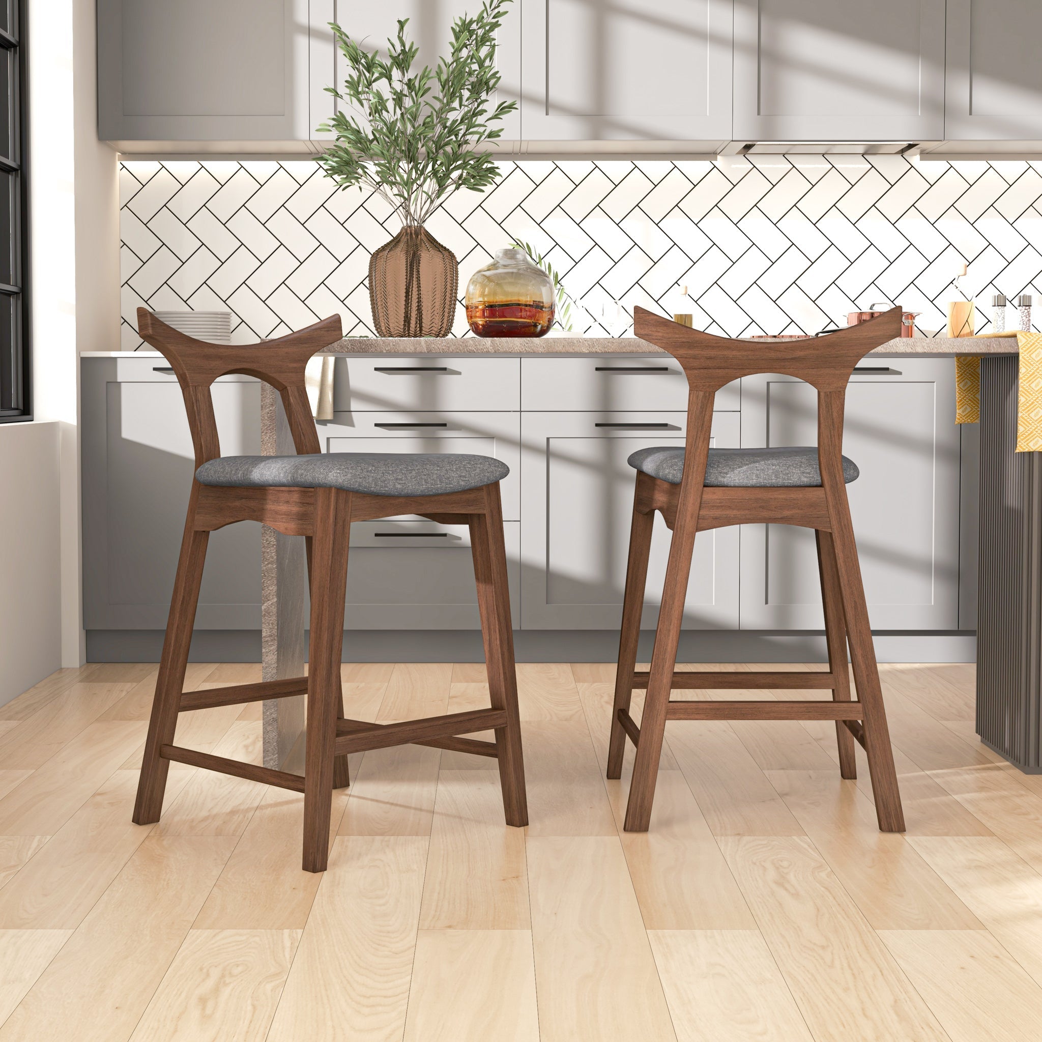Dora 24" Dark Gray Counter Stool - Set of 2