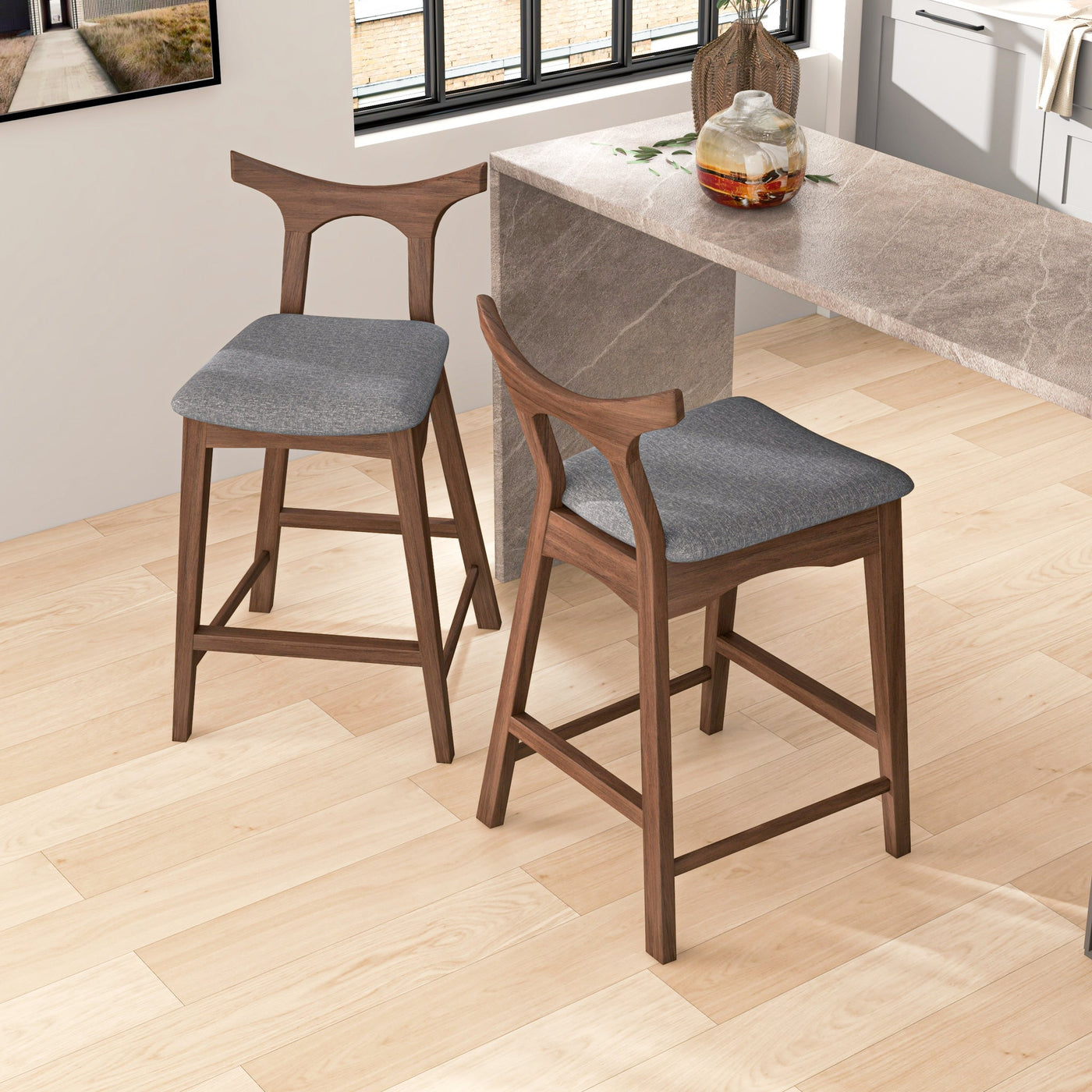 Dora 24" Dark Gray Counter Stool - Set of 2