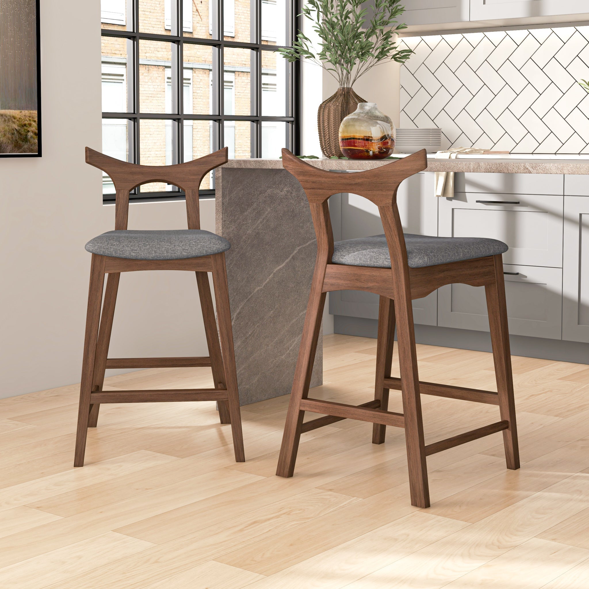 Dora 24" Dark Gray Counter Stool - Set of 2