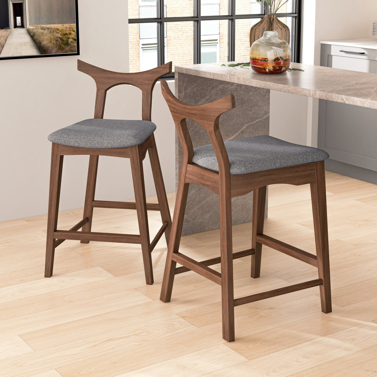 Dora 24" Dark Gray Counter Stool - Set of 2