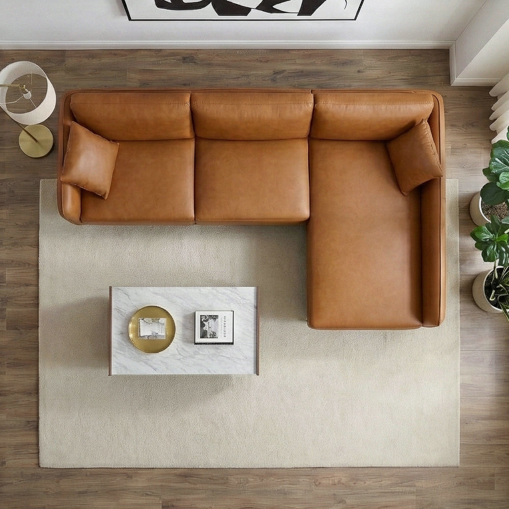 Draper Sectional Right - Cognac Vegan Leather