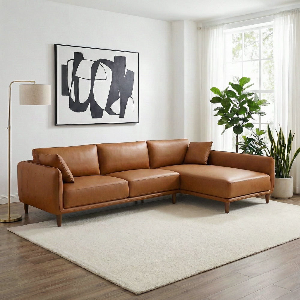 Draper Sectional Right - Cognac Vegan Leather
