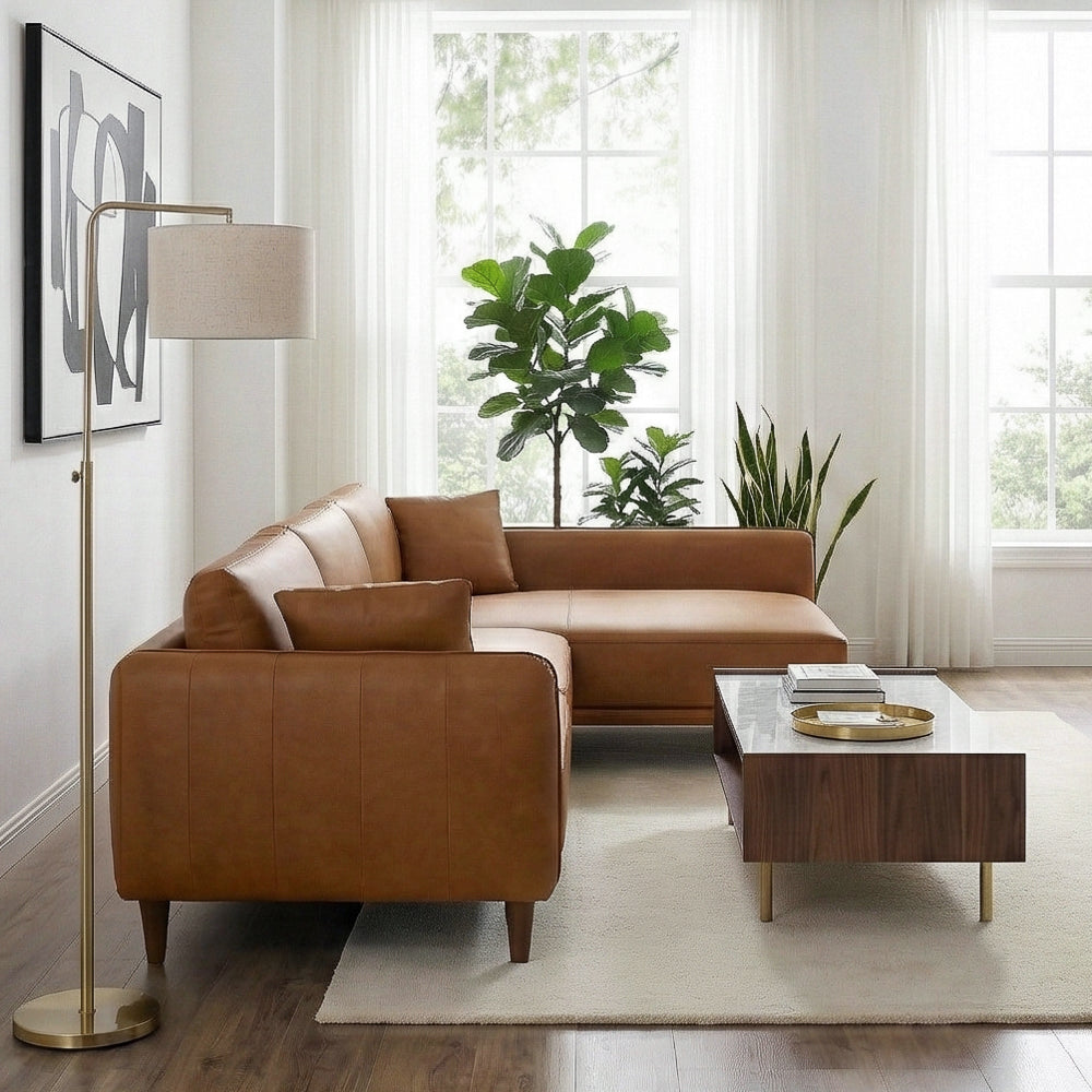 Draper Sectional Right - Cognac Vegan Leather