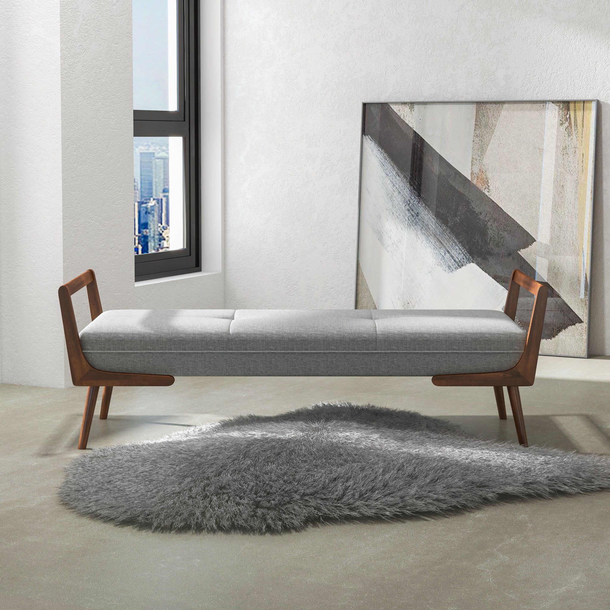Dresden Grey Fabric Bench