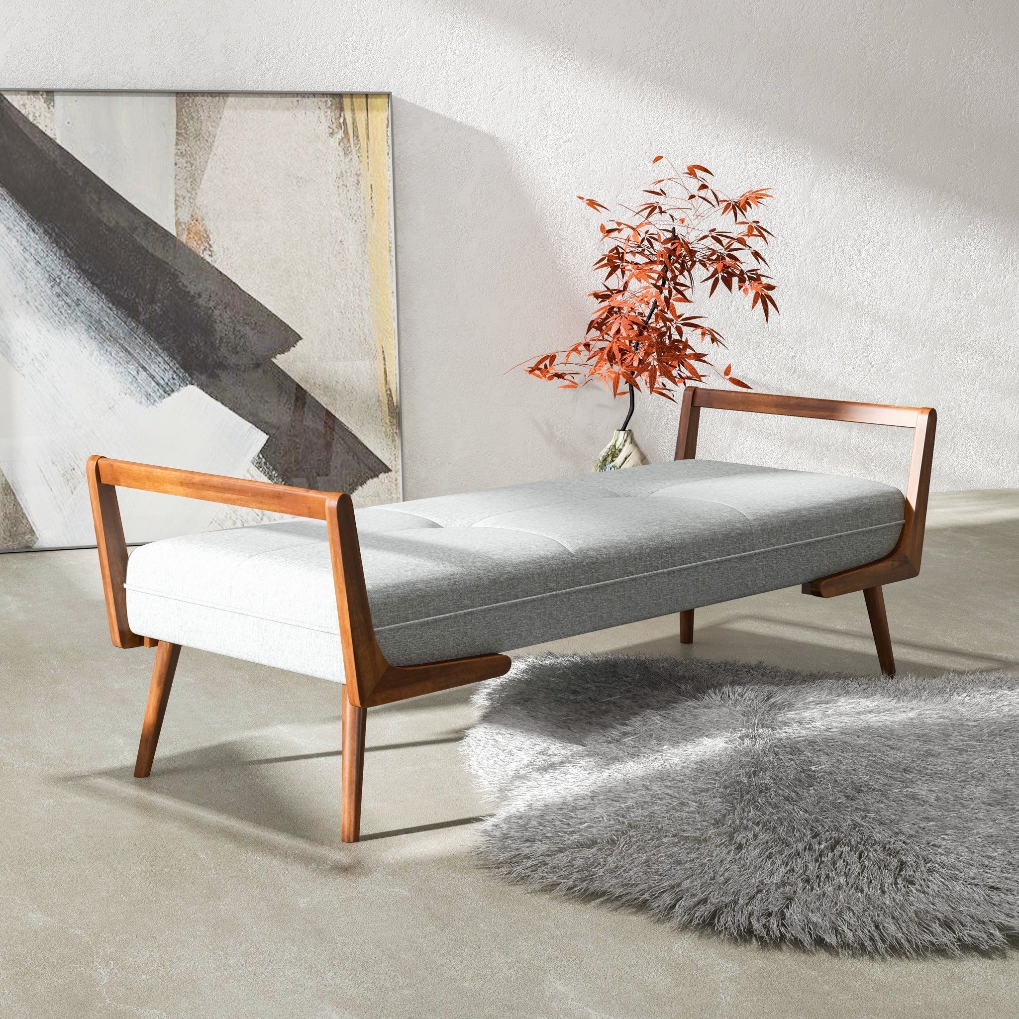 Dresden Grey Fabric Bench