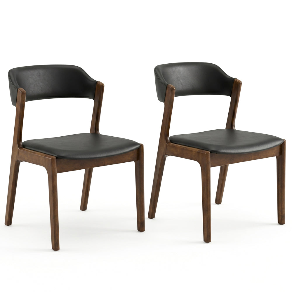 Elsa Black Leather Dining Chair - Set of 2