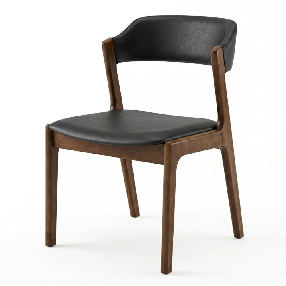 Elsa Black Leather Dining Chair - Set of 2
