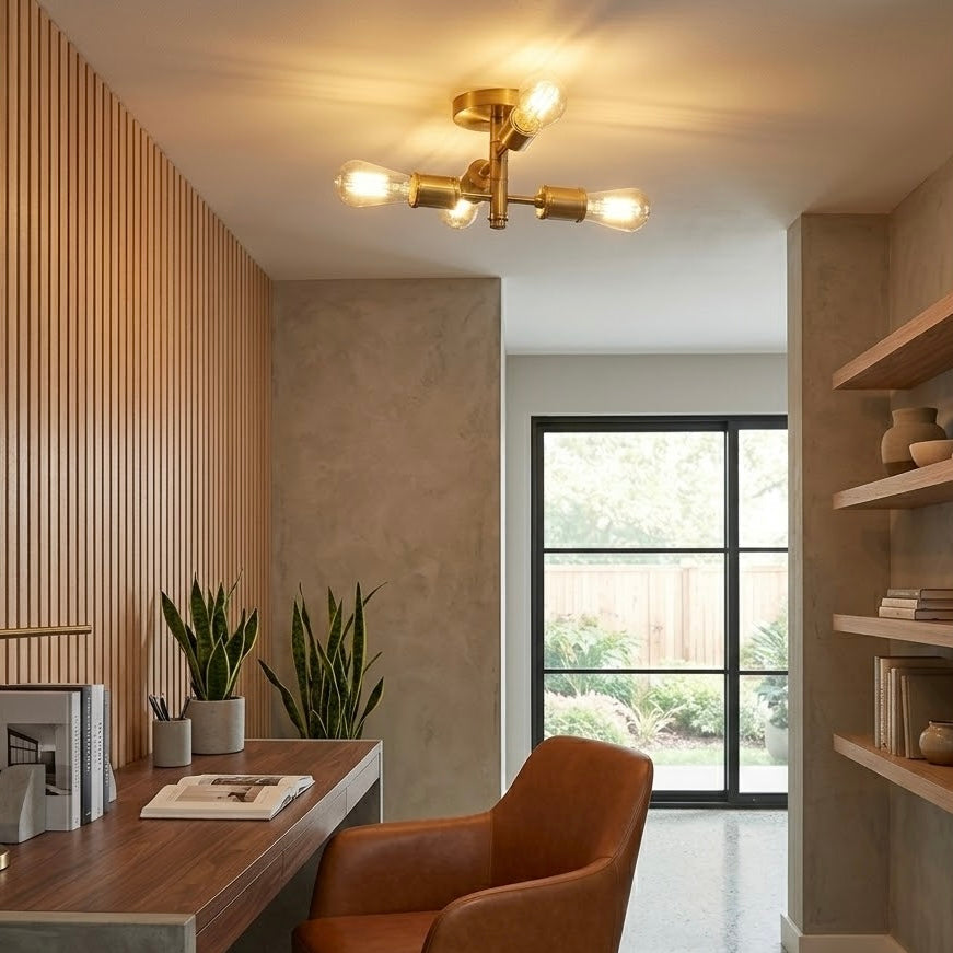 Ephemeral Four Lights Semi Flush Mount Retro Hallway Ceiling Pendant