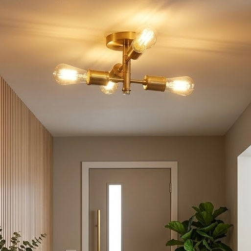 Ephemeral Four Lights Semi Flush Mount Retro Hallway Ceiling Pendant
