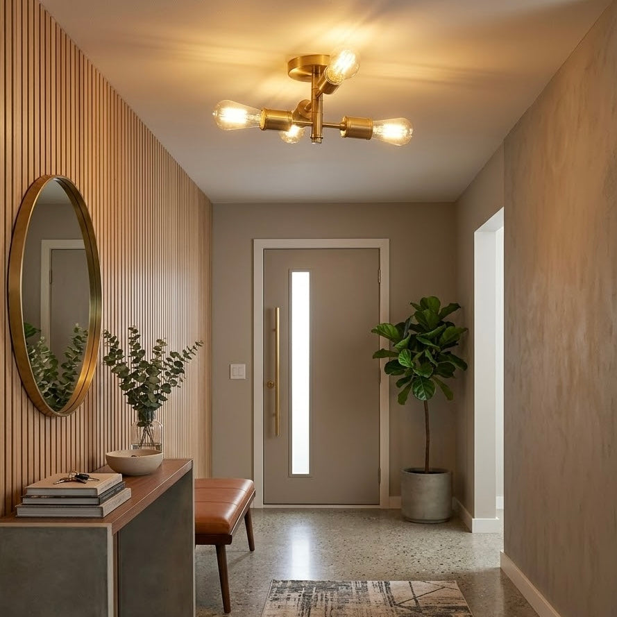 Ephemeral Four Lights Semi Flush Mount Retro Hallway Ceiling Pendant