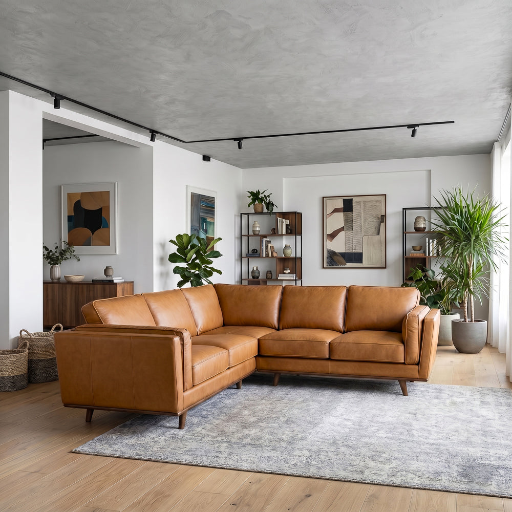 Ernest Tan Leather Corner Sofa
