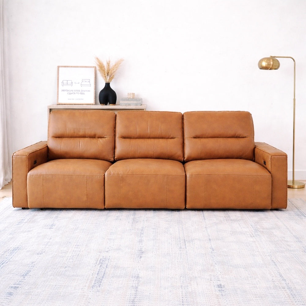 Eureka Triple PWR Slider Sofa - Cognac Leather