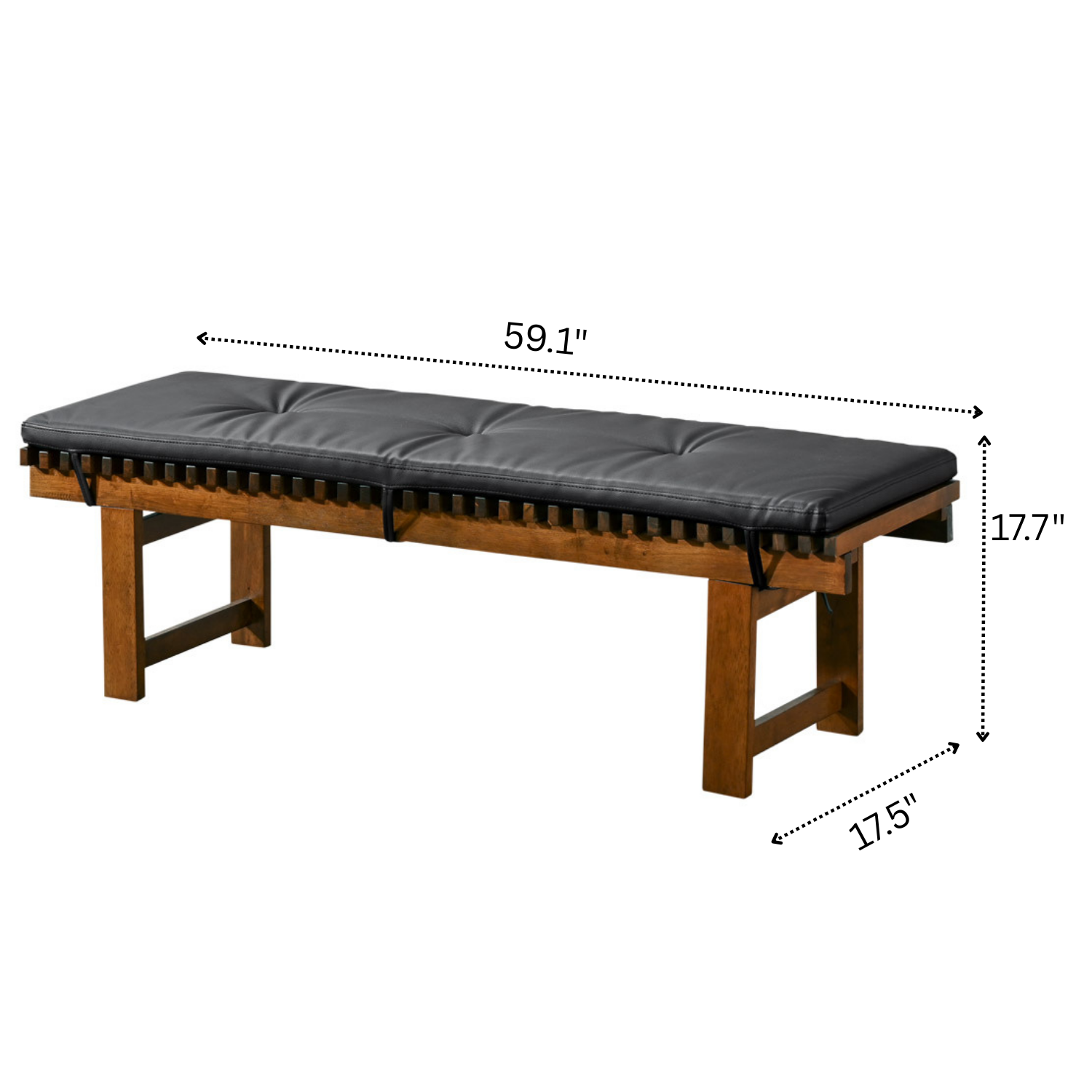 Evans Black Leather Bench