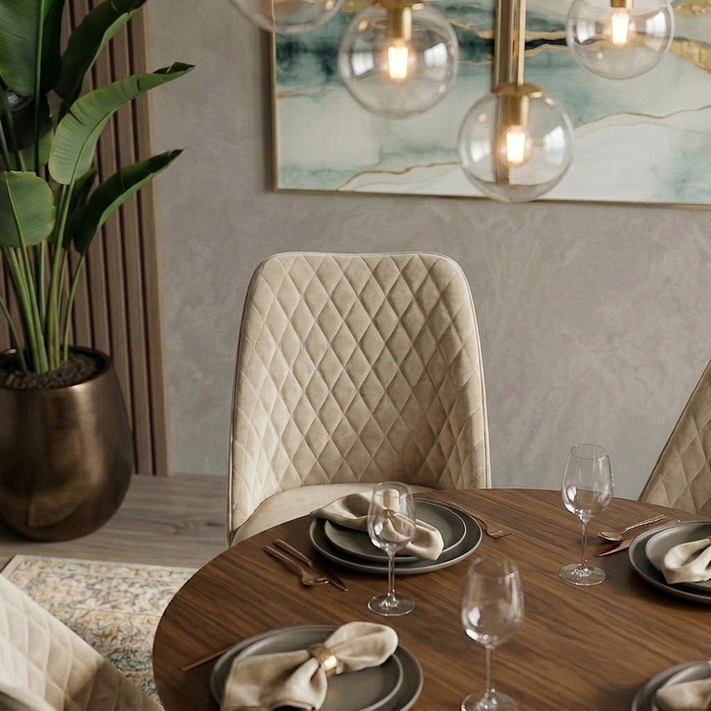 Evette Mid Century Modern Beige Dining Chair - Set of 2