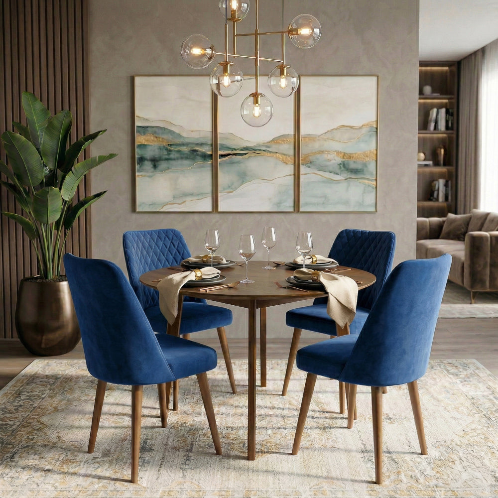 Evette Mid Century Modern Navy Blue Dining Chair - Set of 2