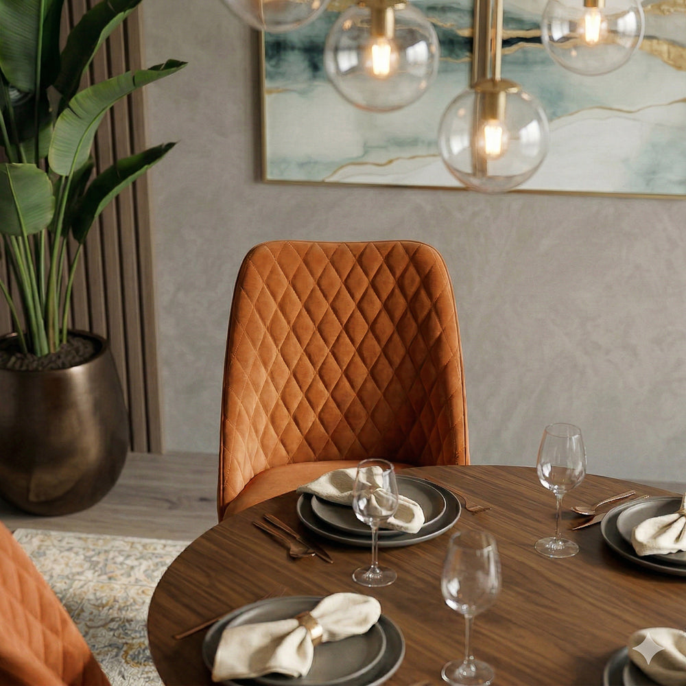 Evette Mid Century Modern Burnt Orange Dining Chair - Set of 2