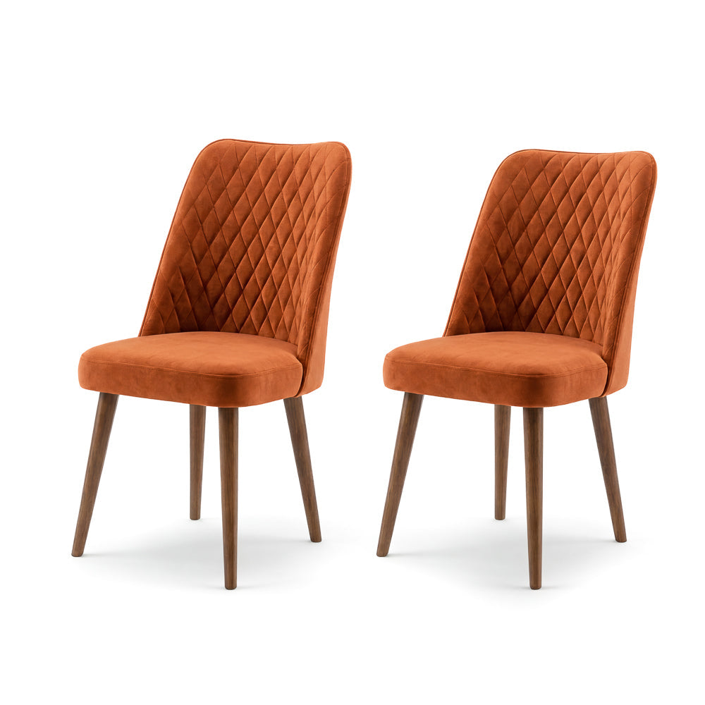 Evette Mid Century Modern Burnt Orange Dining Chair - Set of 2