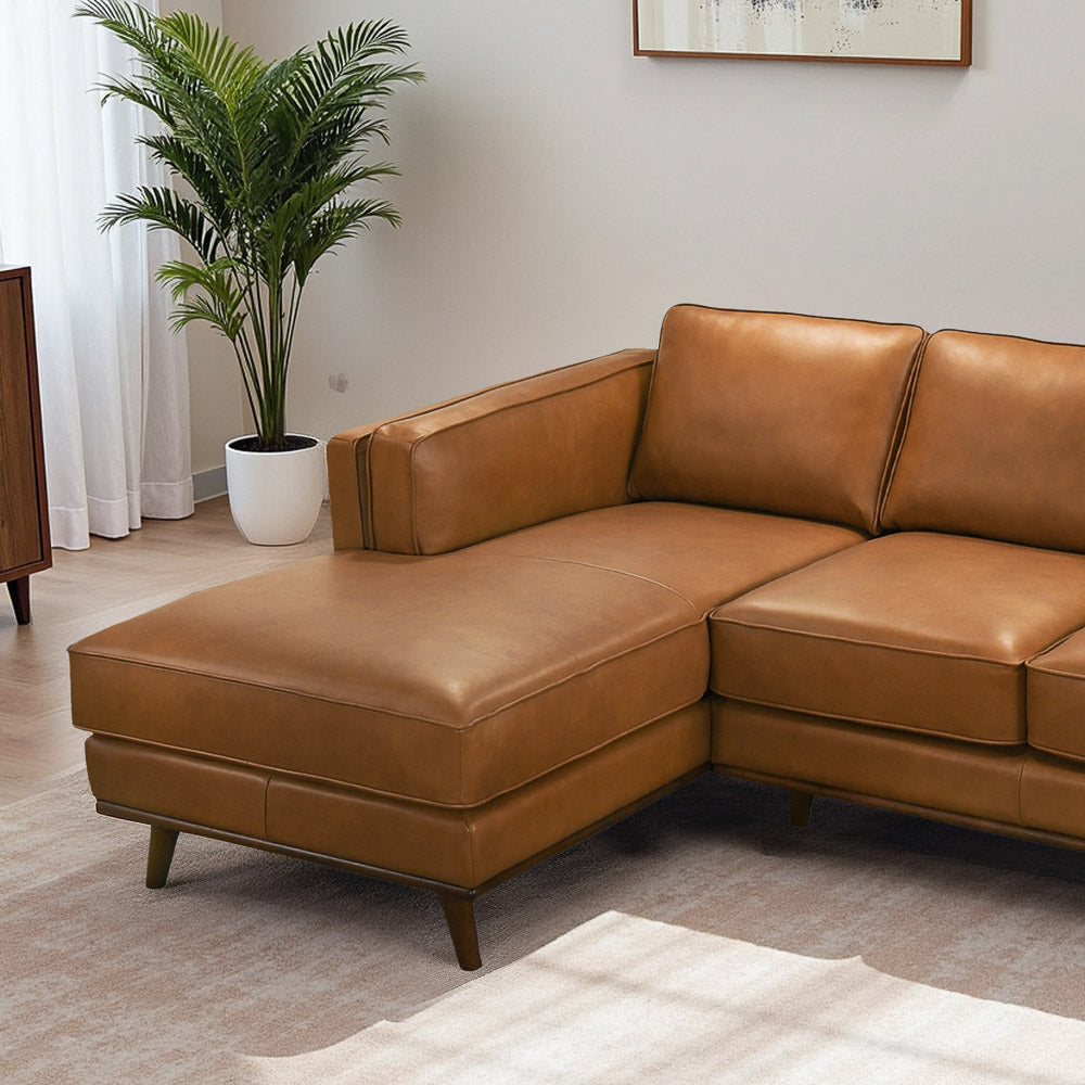 Ferre Leather Sectional Left Facing Chaise