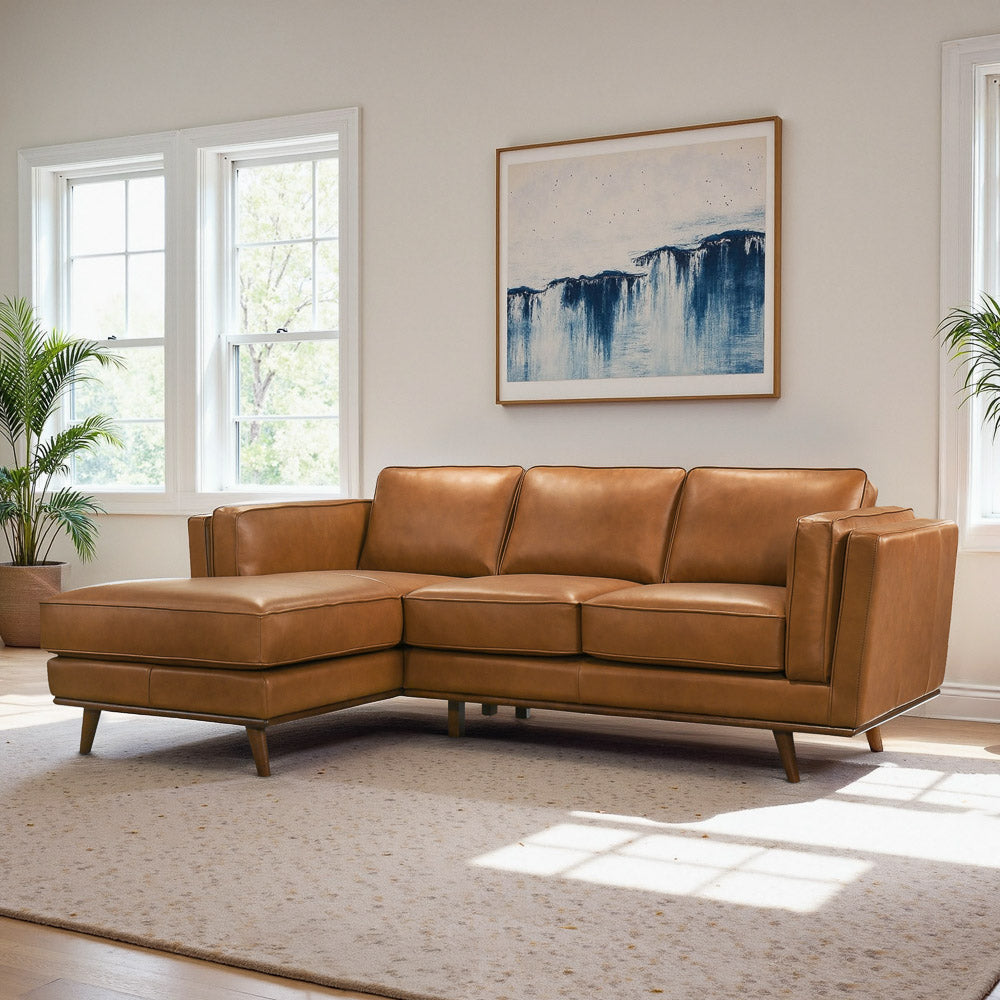 Ferre Leather Sectional Left Facing Chaise