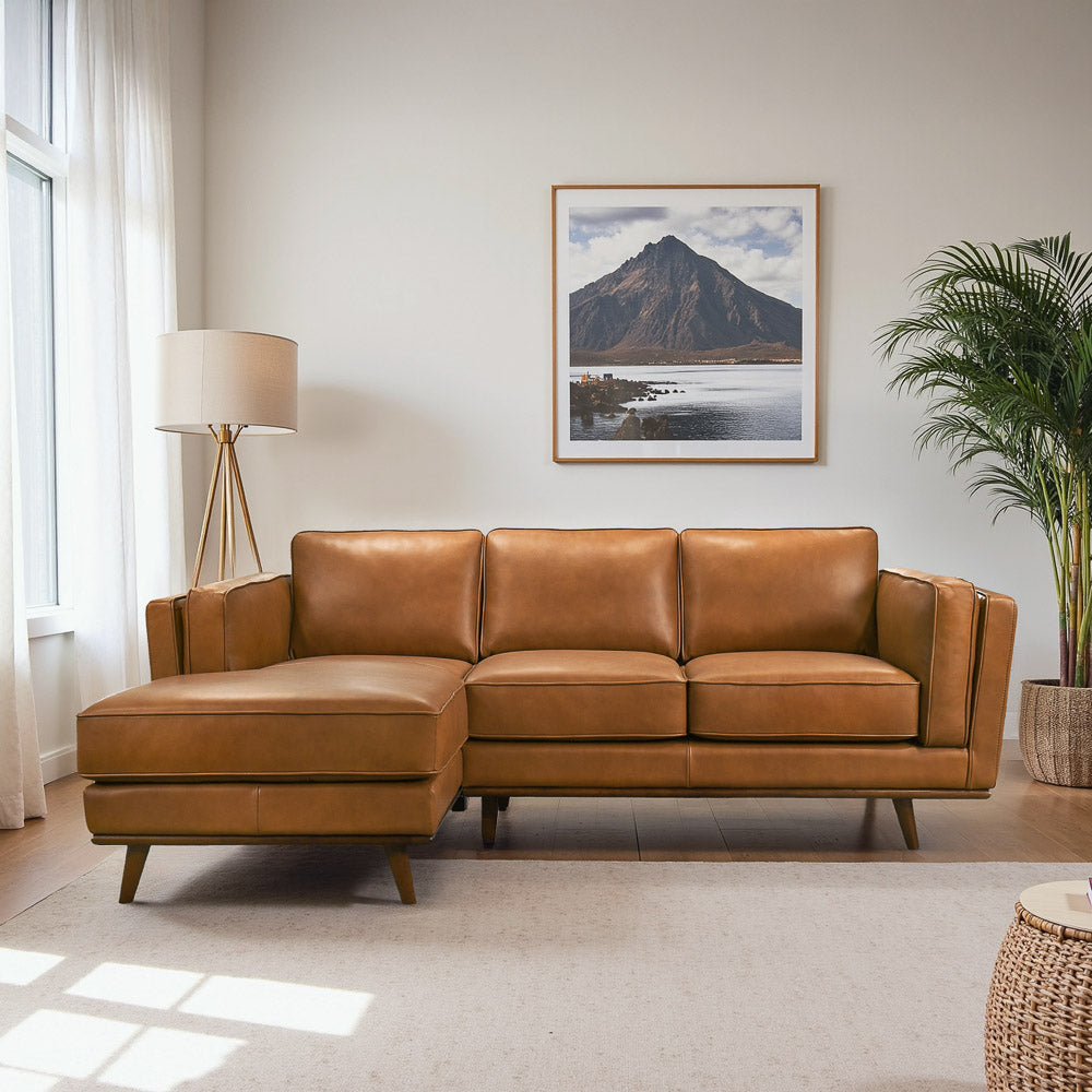 Ferre Leather Sectional Left Facing Chaise