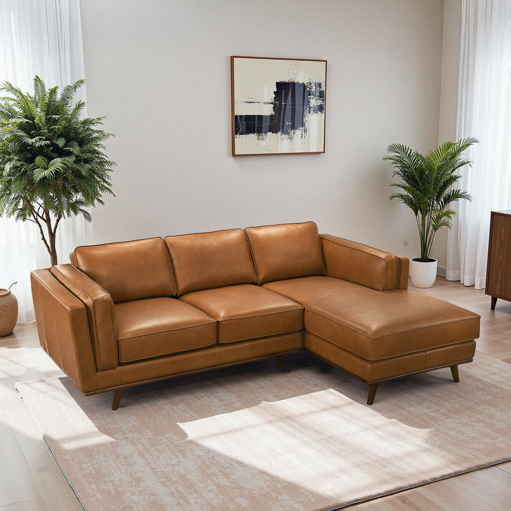Ferre Leather Sectional Right Facing Chaise