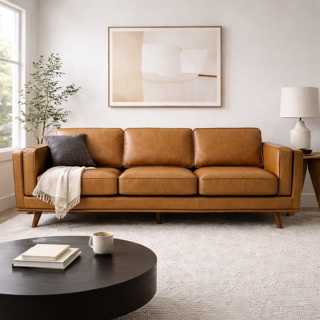 Ferre Tan Genuine Leather Sofa