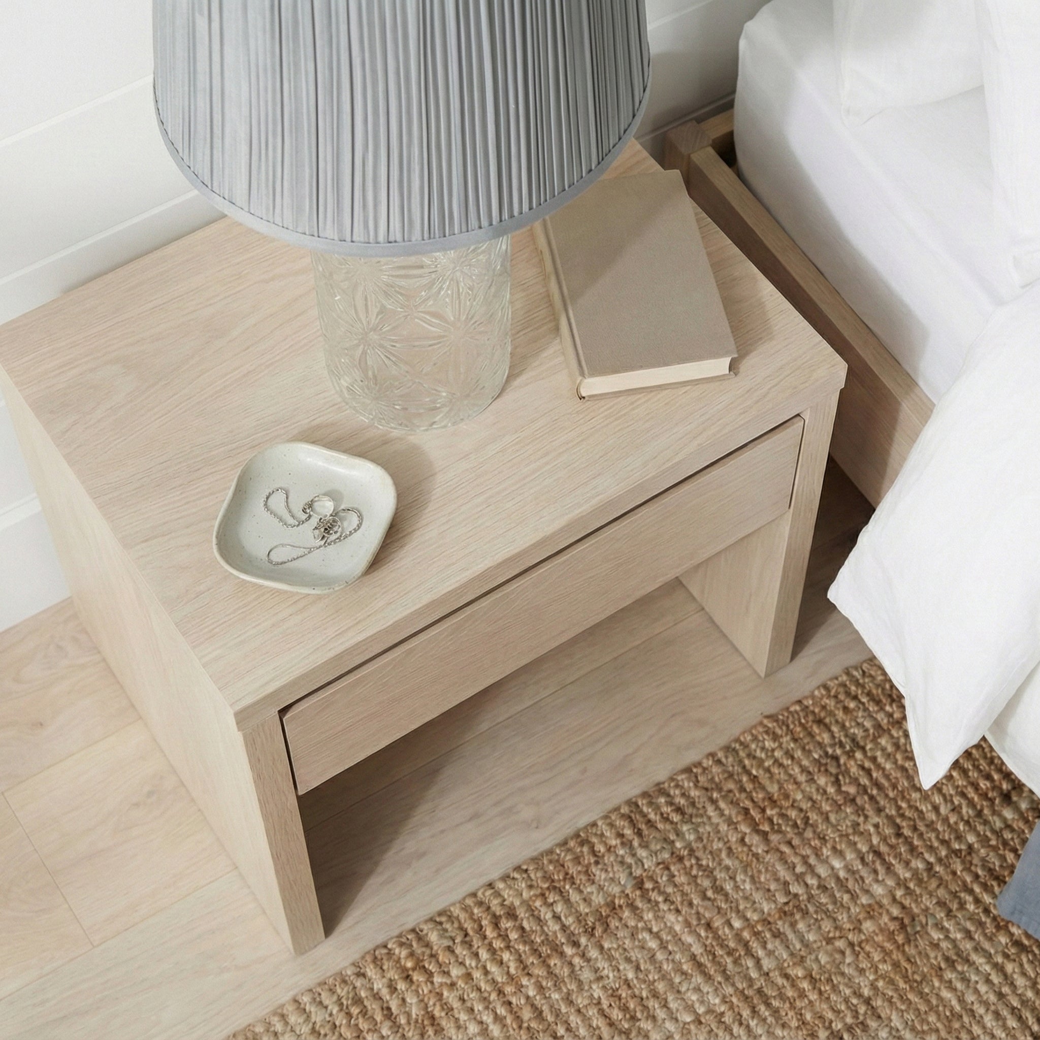 Firefly Gold Clear Glass Table Lamp With Grey Shadey