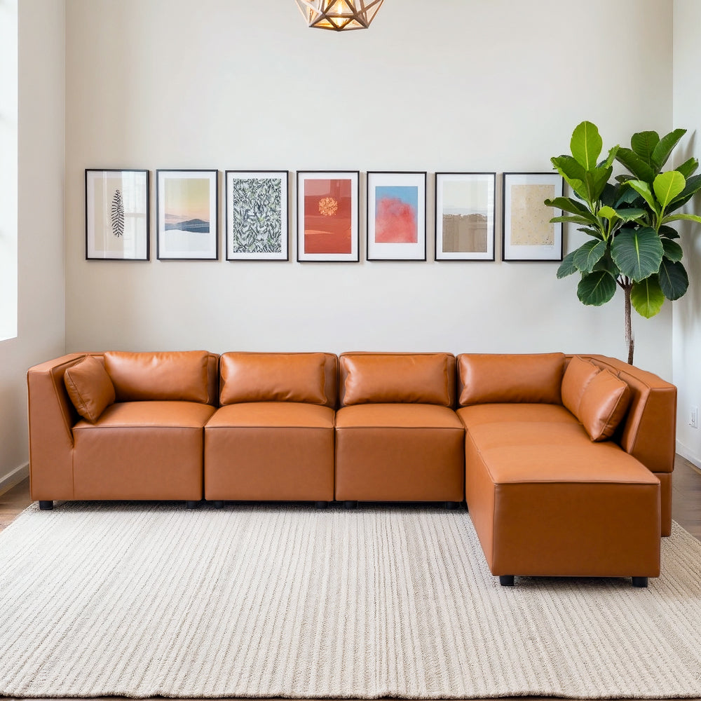Floyd Cognac Vegan Leather Modular Sofa