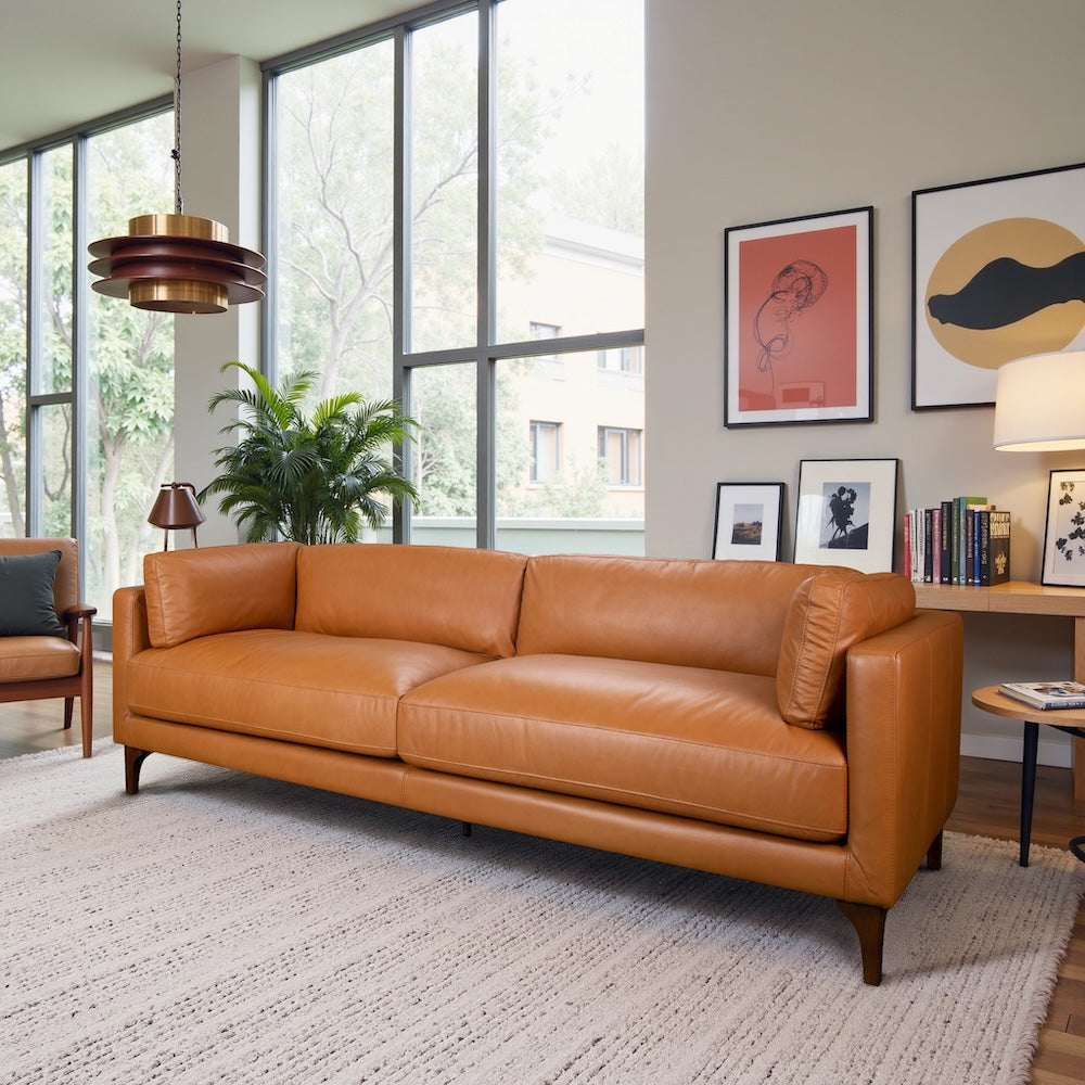 Georgia Tan Leather Sofa