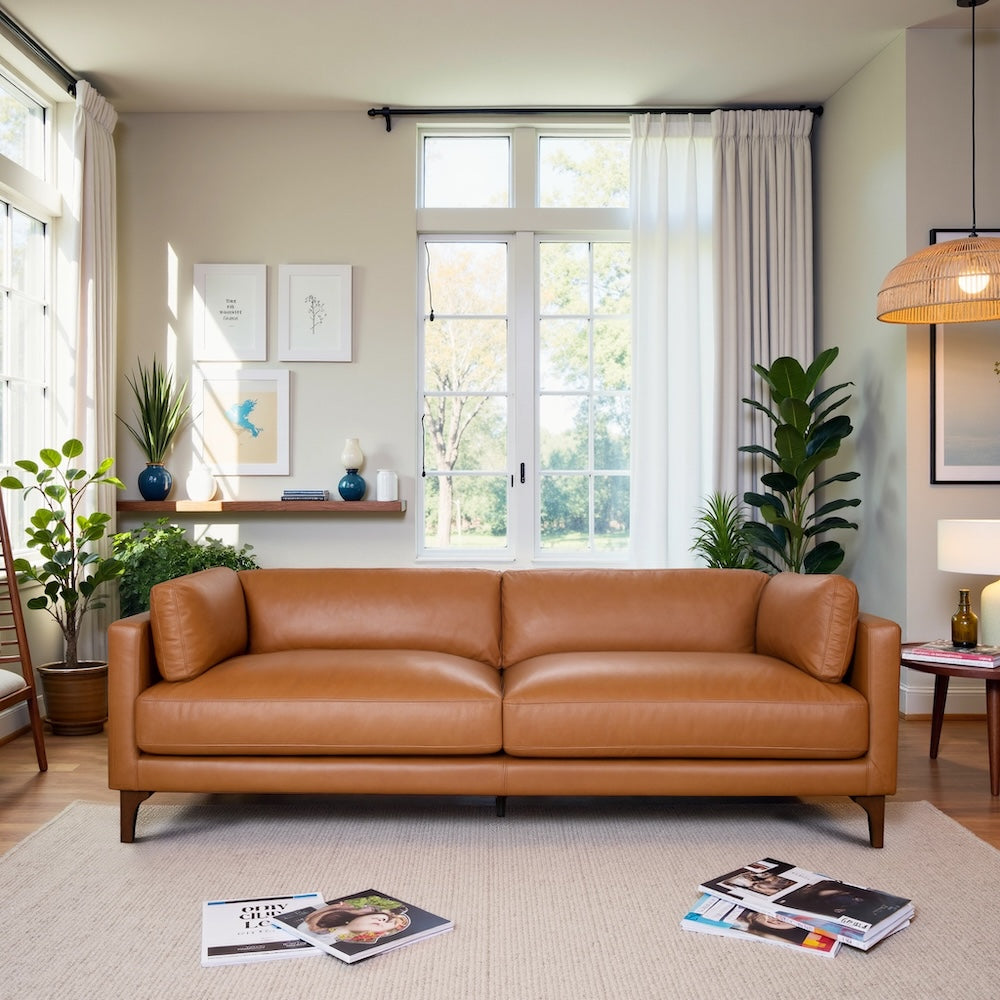 Georgia Tan Leather Sofa