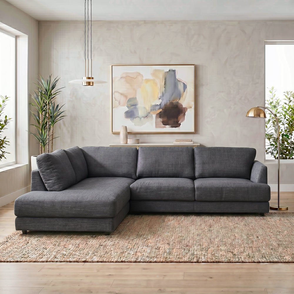 Glendale Grey Fabric L-Shaped Left Sectional Sofa