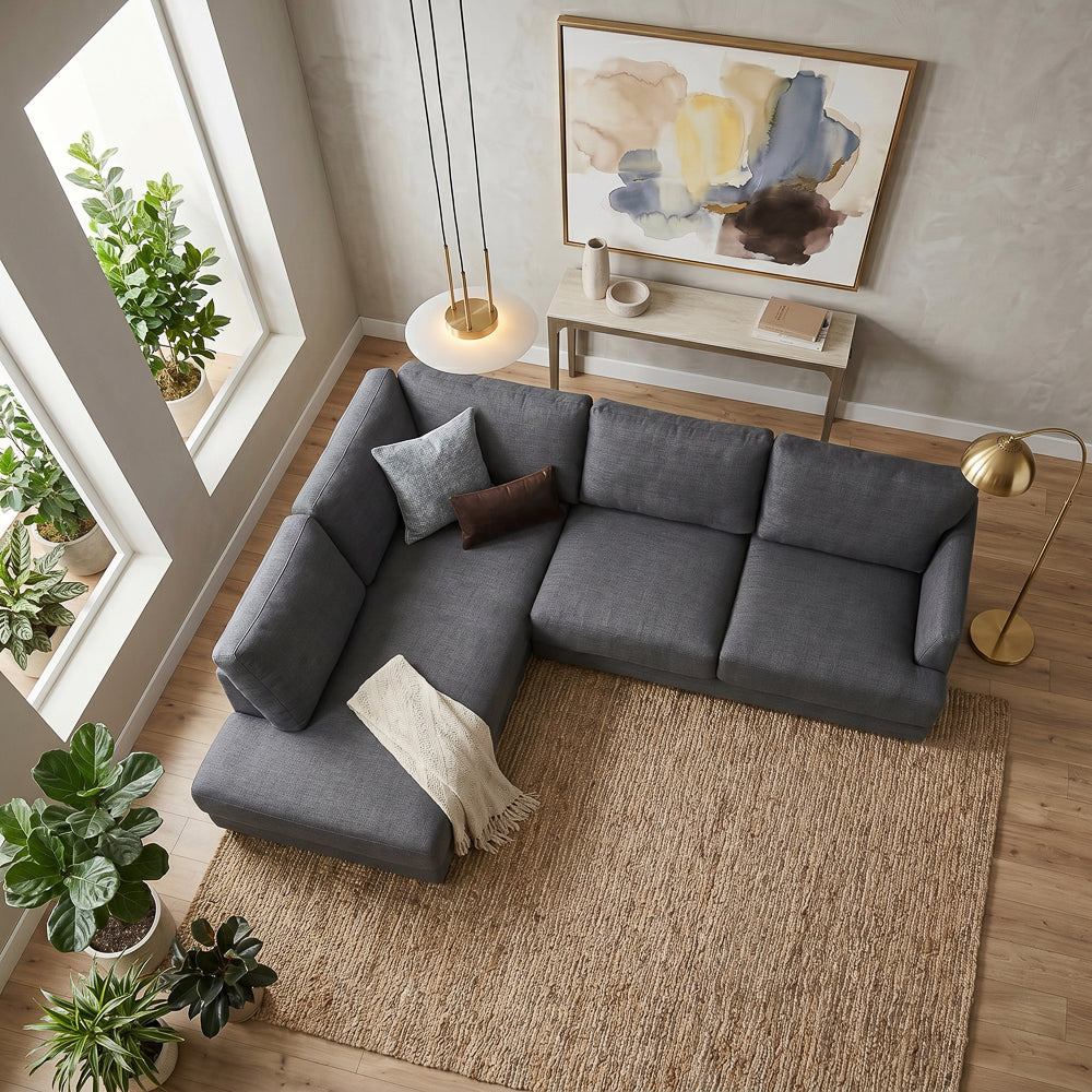 Glendale Grey Fabric L-Shaped Left Sectional Sofa