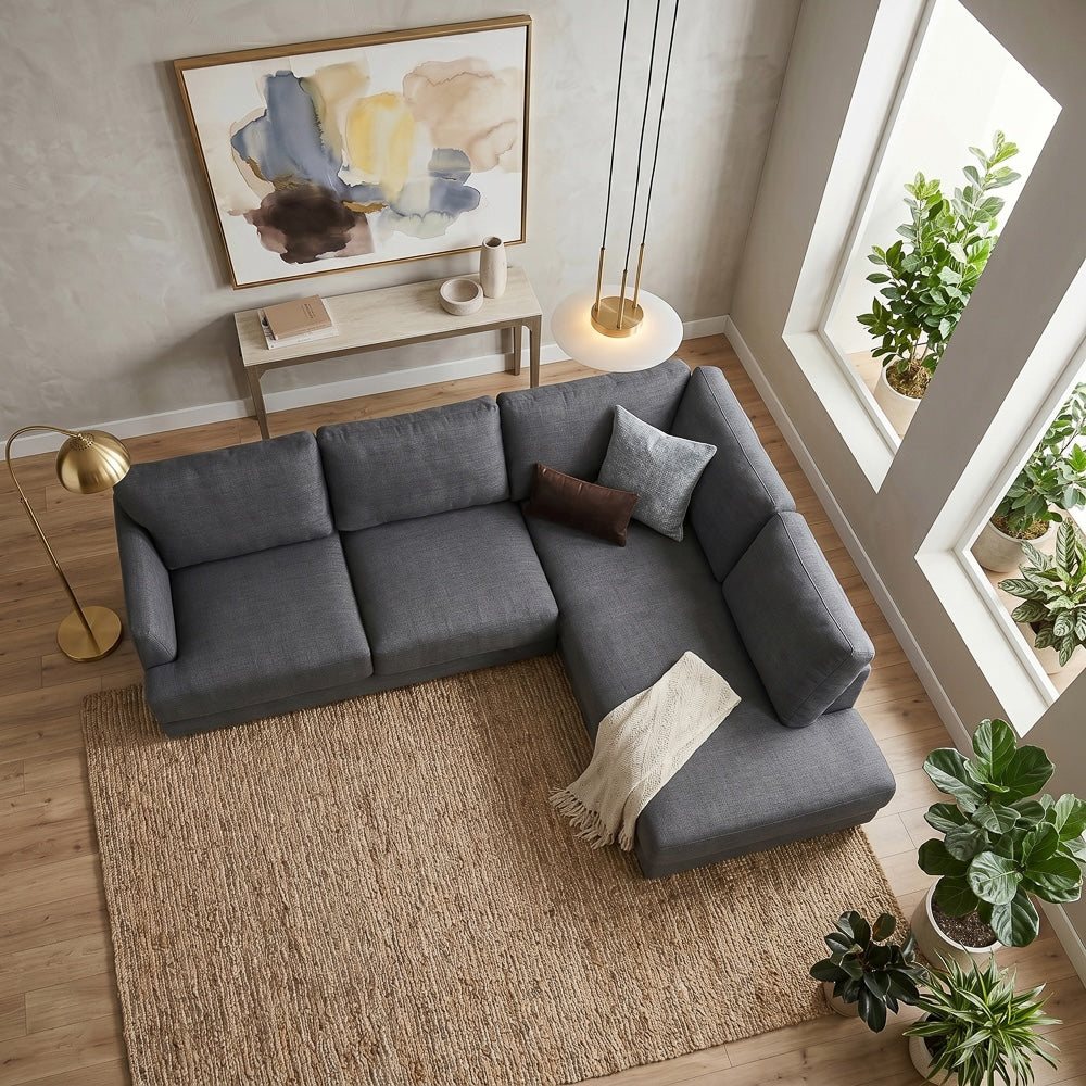 Glendale Grey Fabric L-Shaped Right Sectional Sofa