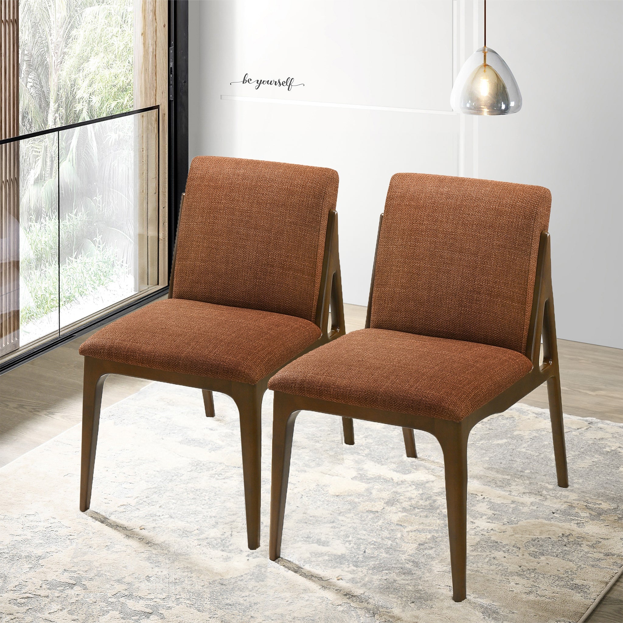 Griffin Orange Fabric Dining Chair Set of 2