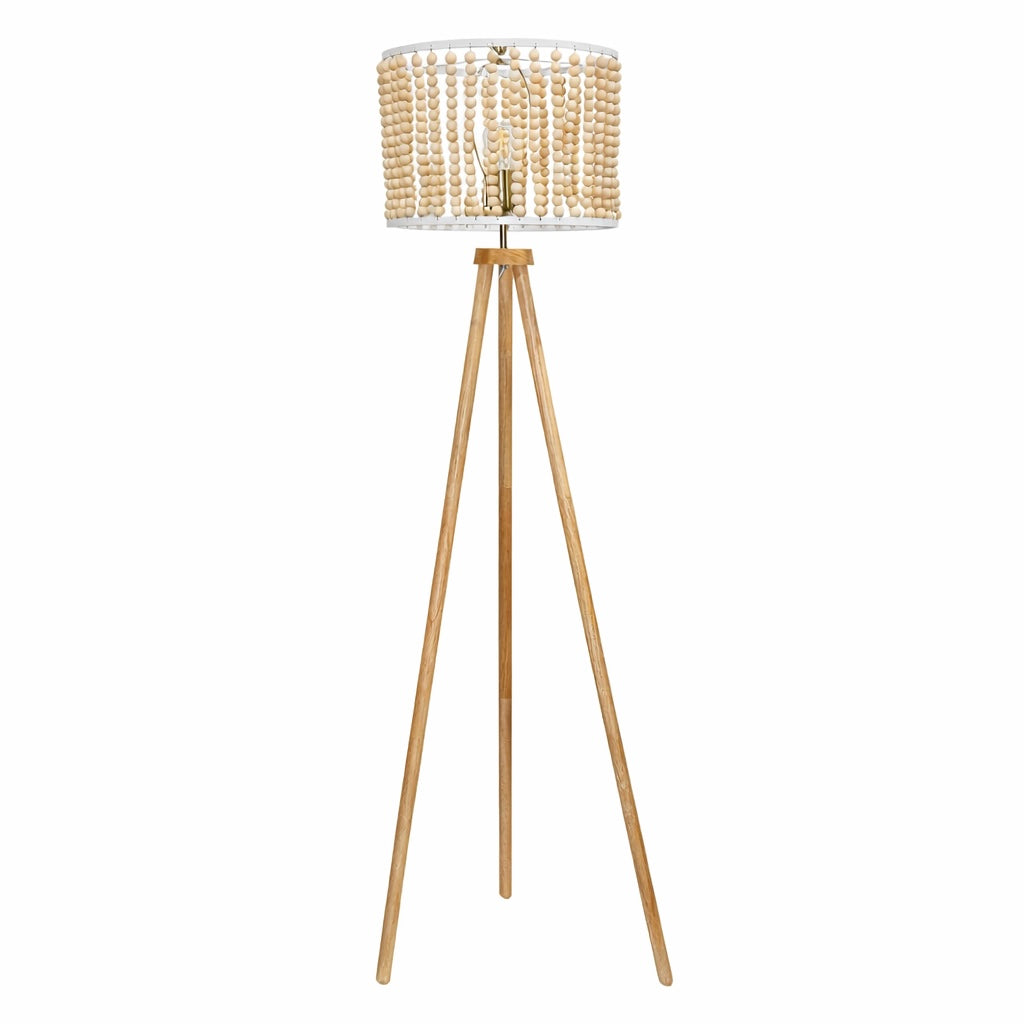 Halo Organic Bead Three Legged Floor Lamp - Natural