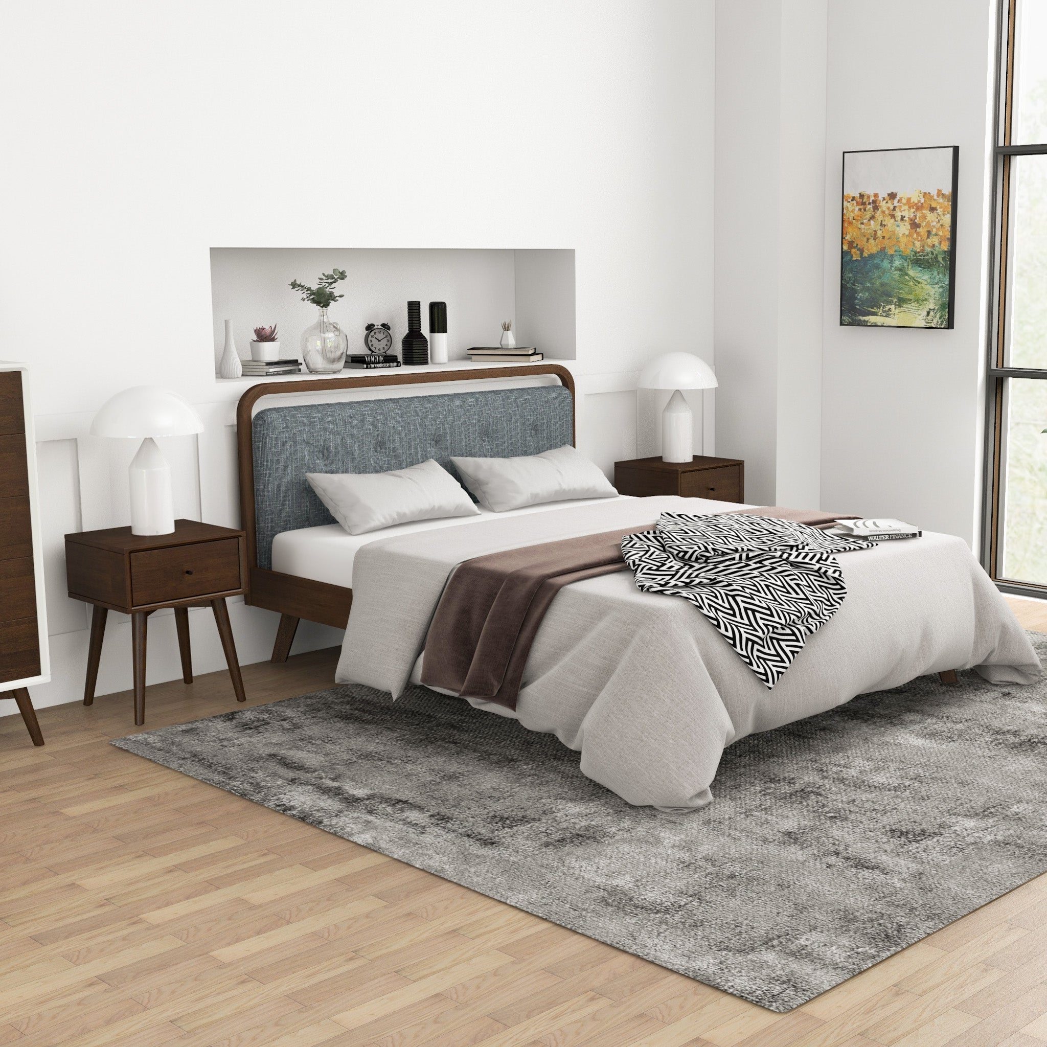 Hayes Solid Wood Nightstand Walnut