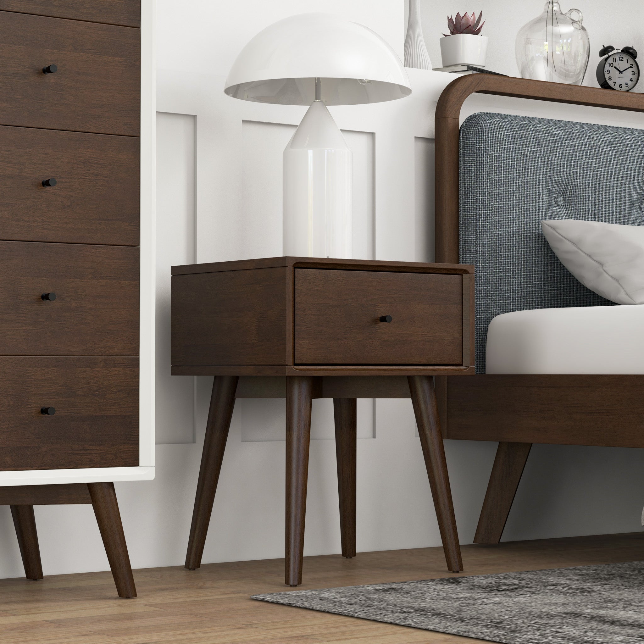 Hayes Solid Wood Nightstand Walnut