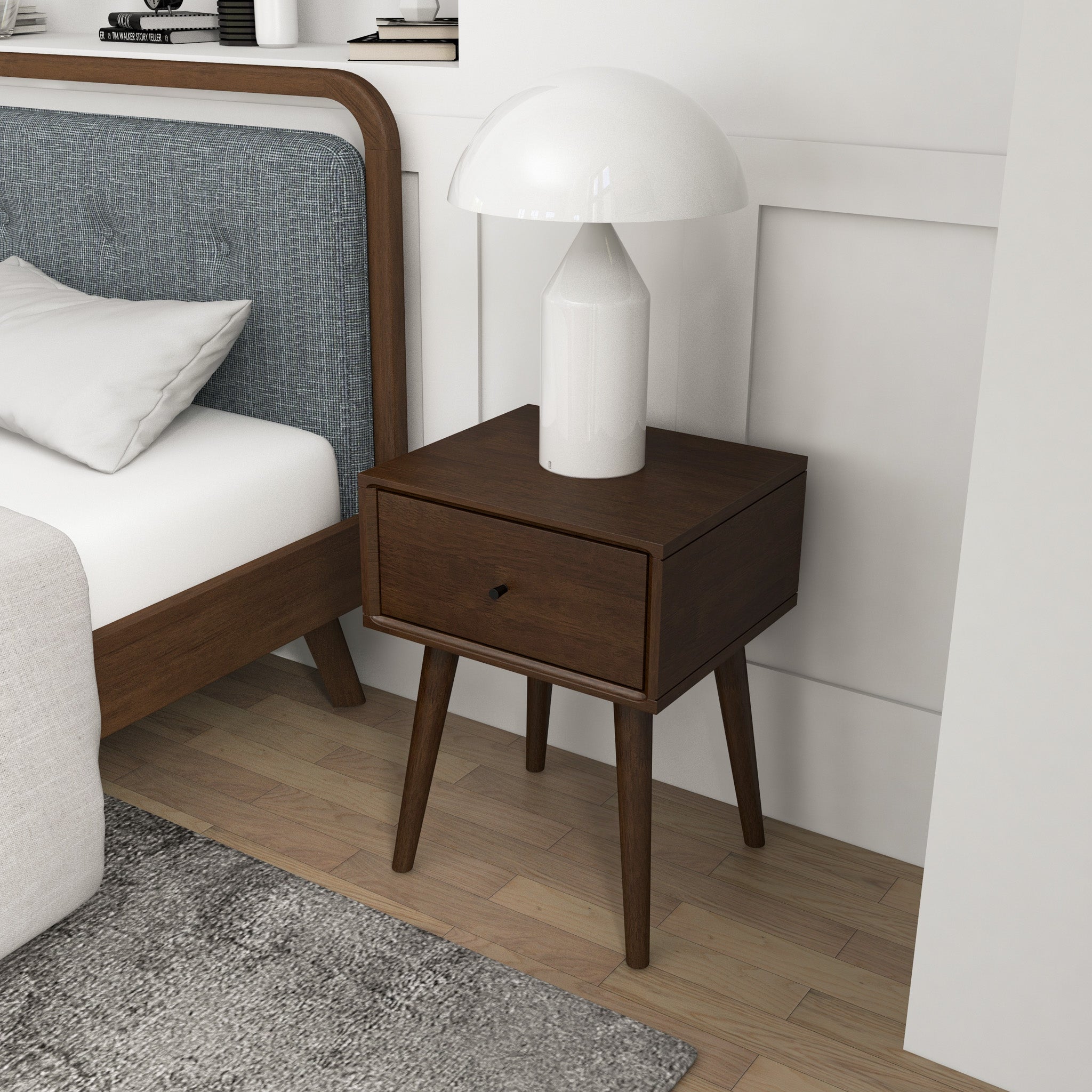 Hayes Solid Wood Nightstand Walnut