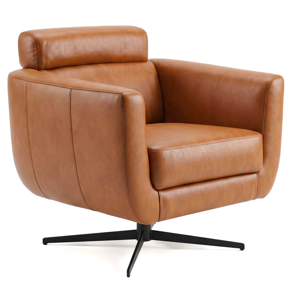 Herman Tan Leather Swivel Chair