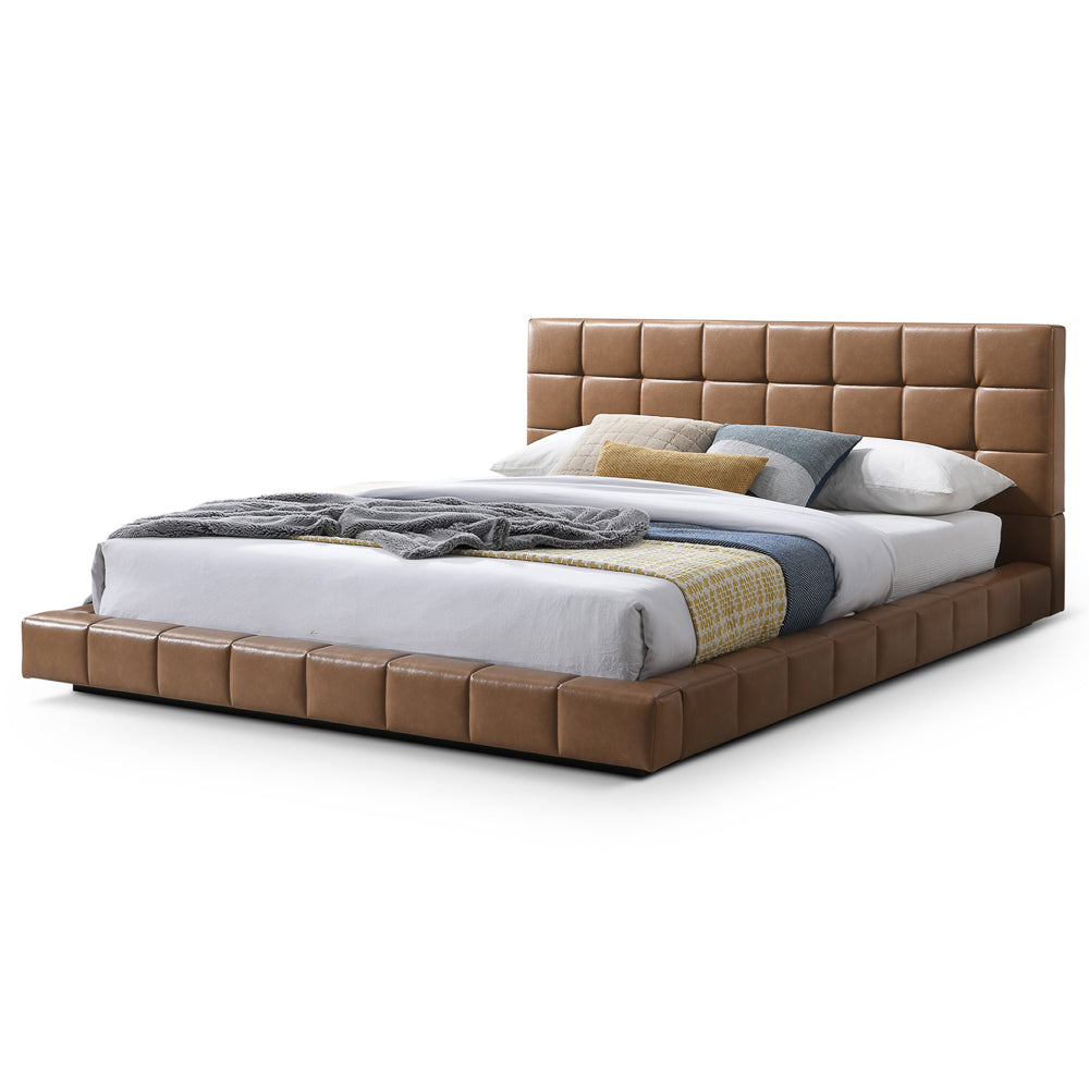 Hughes King Tan Vegan Leather Platform Bed