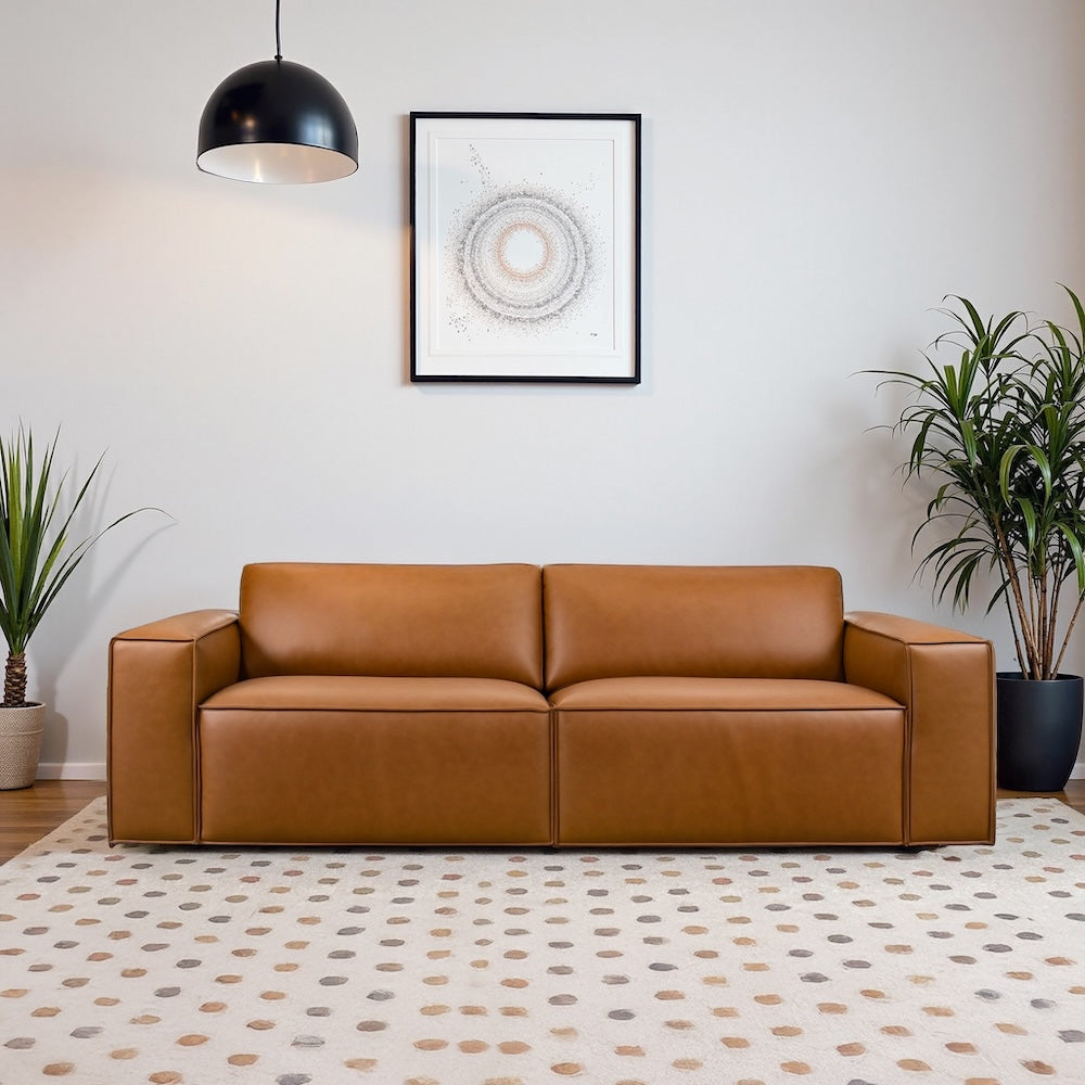 Huxley Cognac Vegan Leather Sofa
