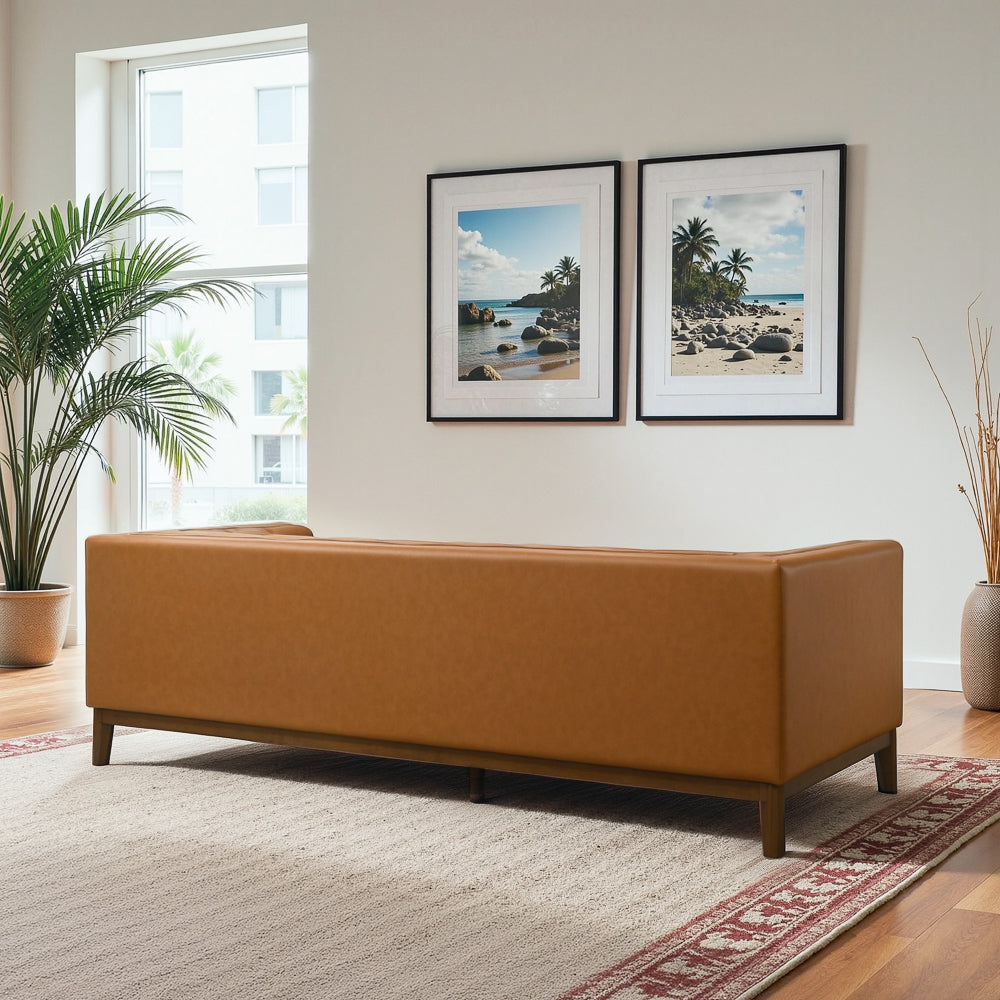 Jersey Cognac Vegan Leather Sofa
