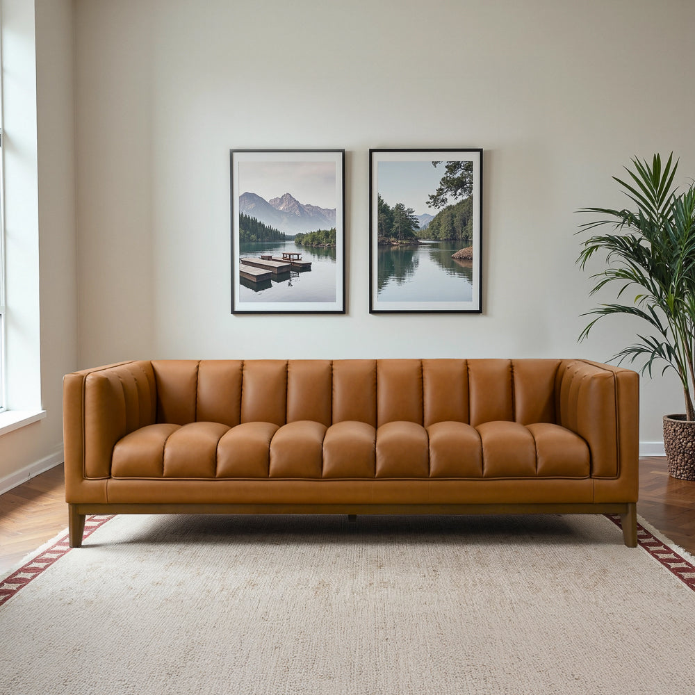 Jersey Cognac Vegan Leather Sofa