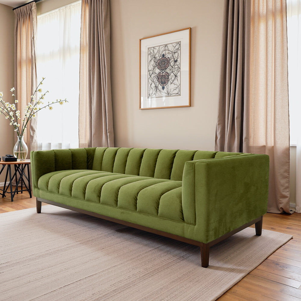 Jersey Olive Green Velvet Sofa