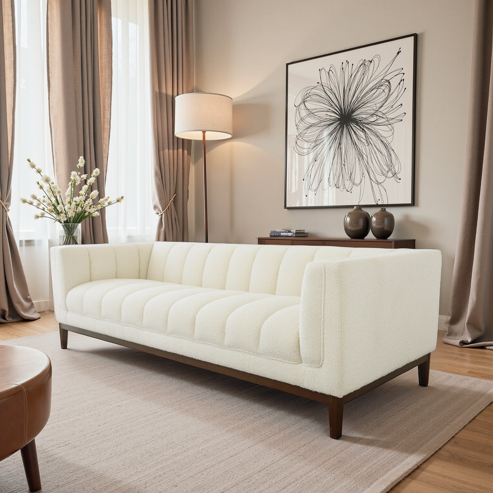 Jersey White Boucle Sofa