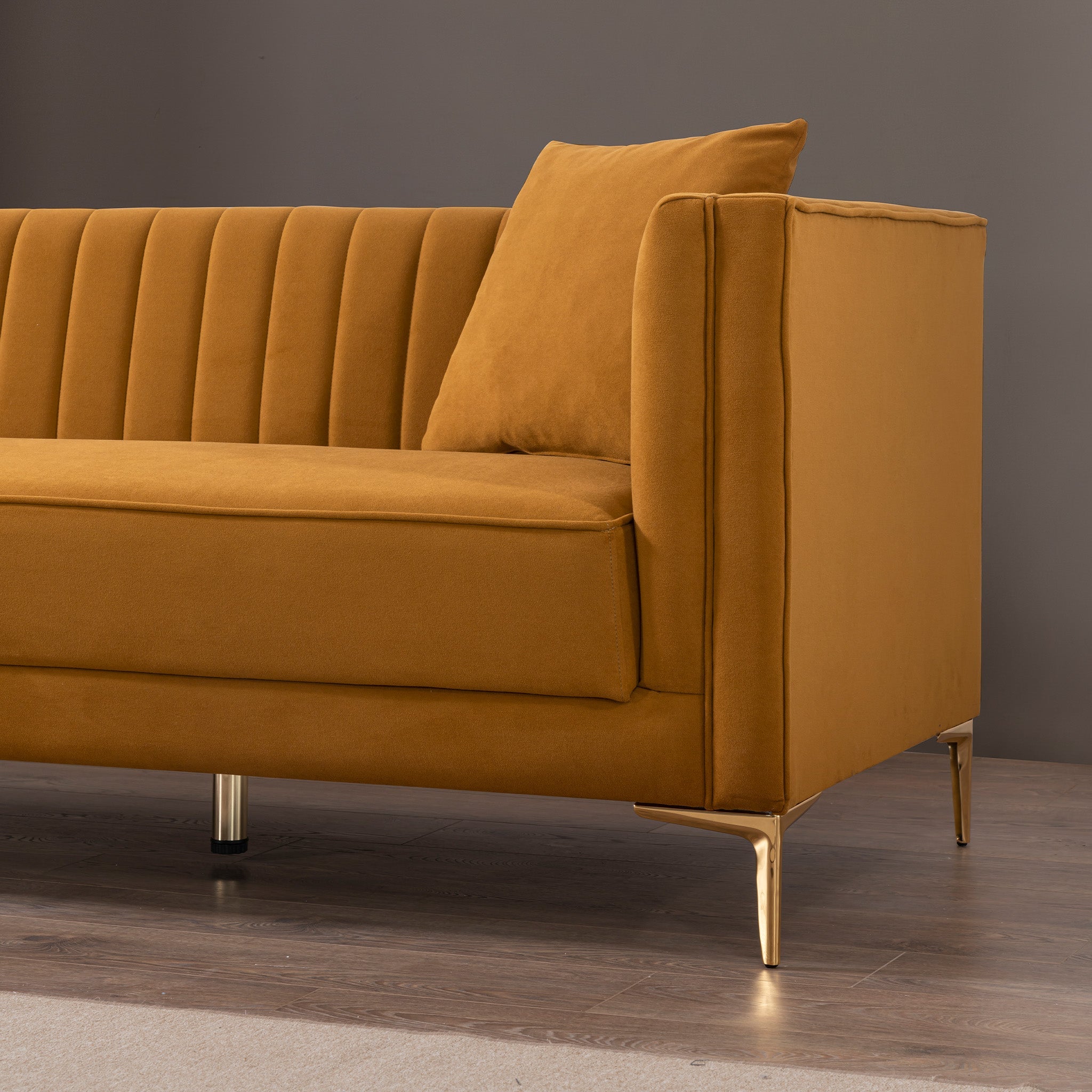 Kendra Cognac Velvet Sofa