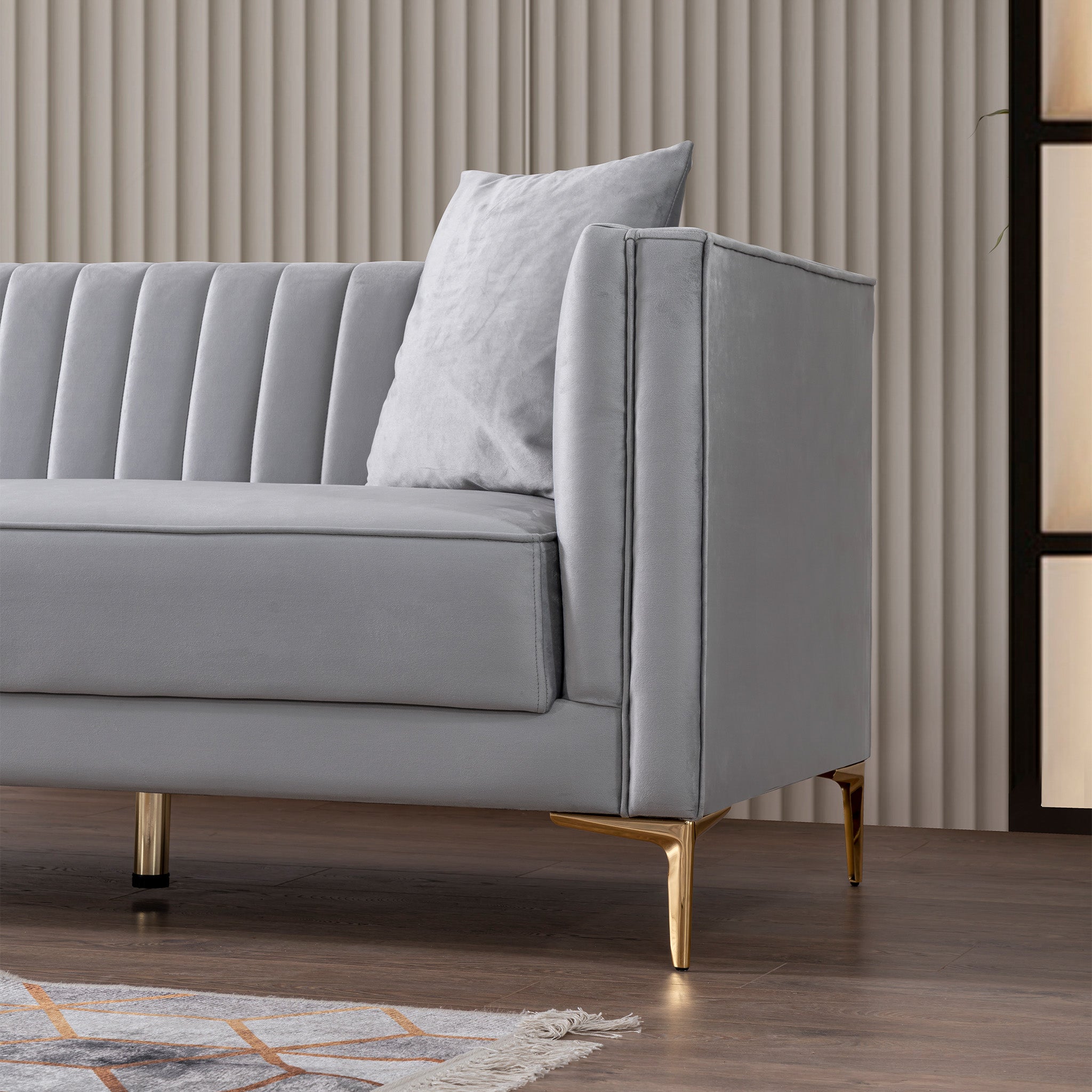 Kendra Light Grey Velvet Sofa