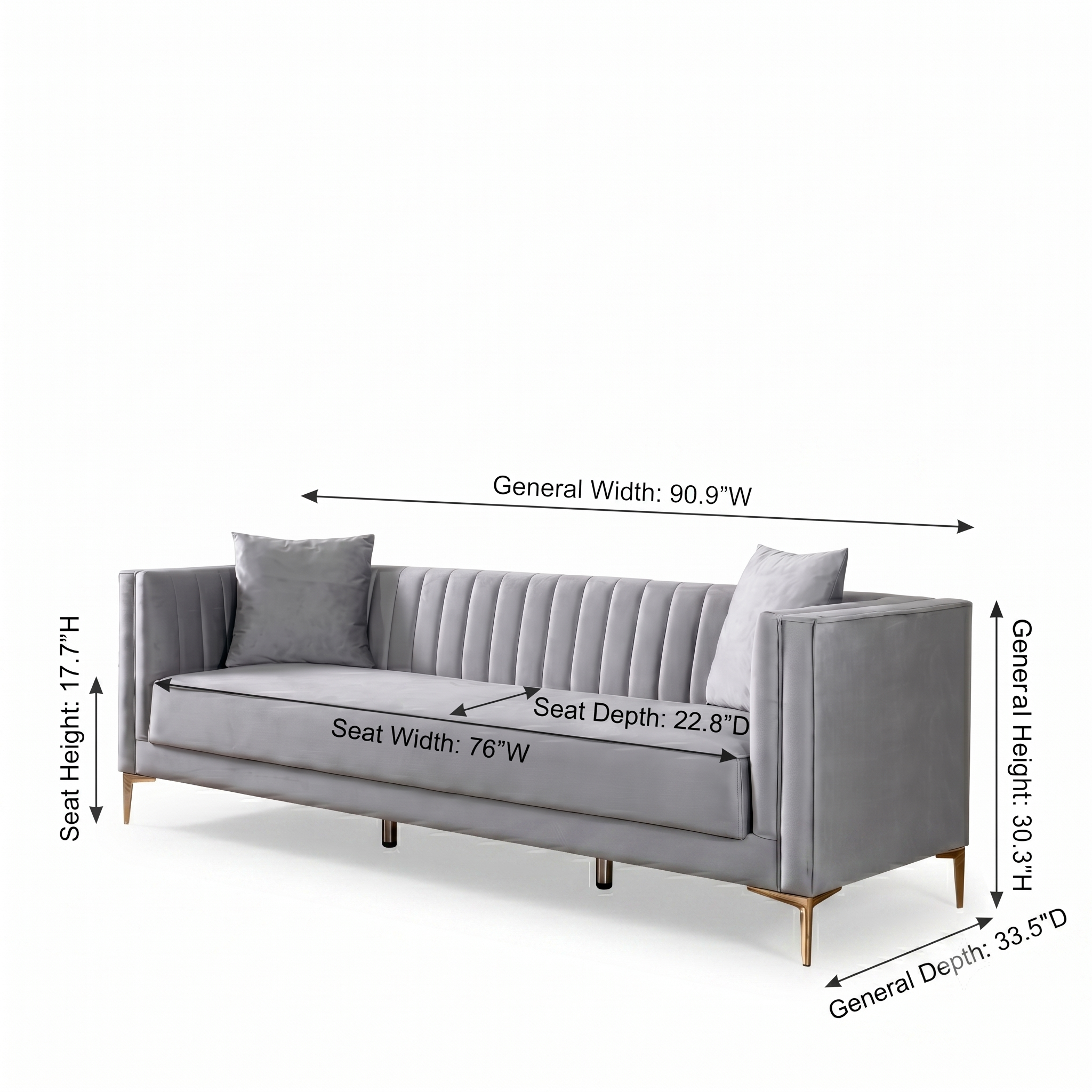 Kendra Light Grey Velvet Sofa