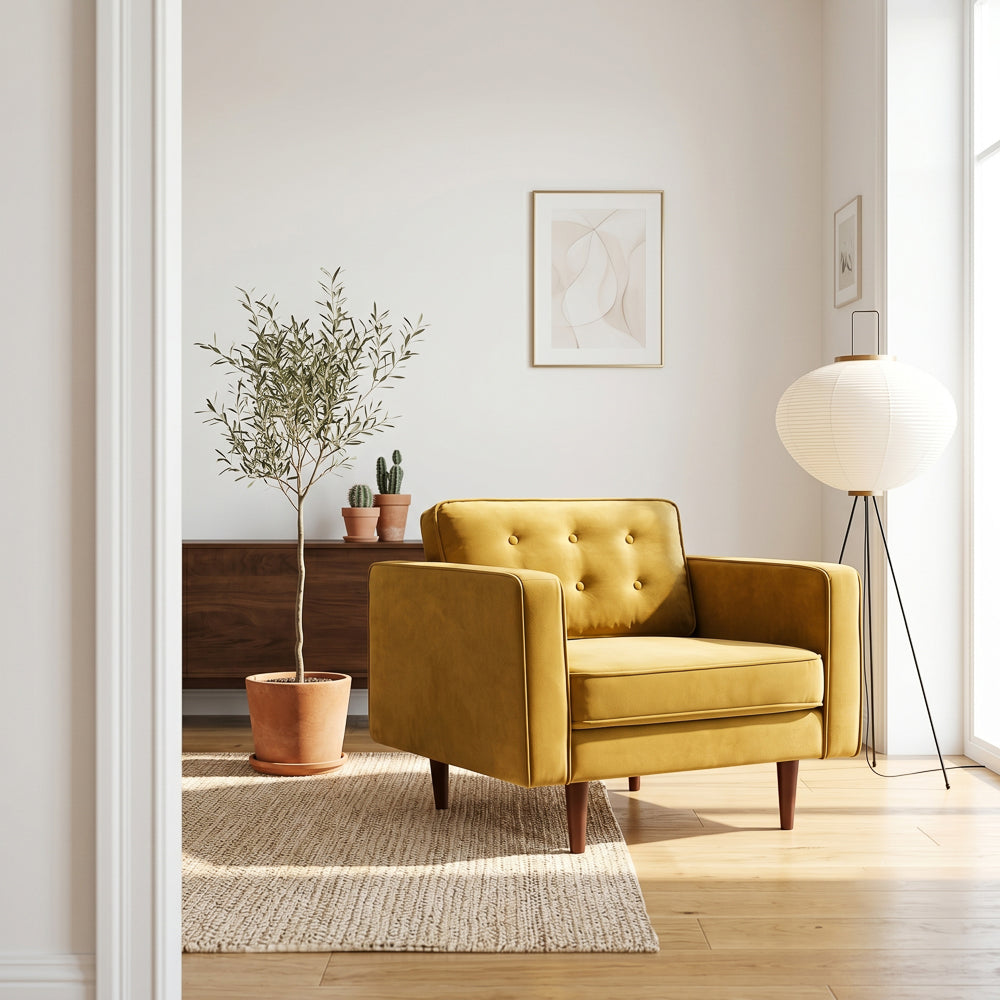 Kirby Gold Velvet Armchair