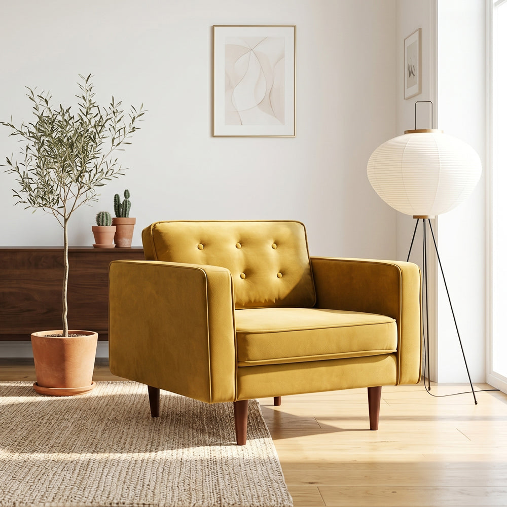 Kirby Gold Velvet Armchair